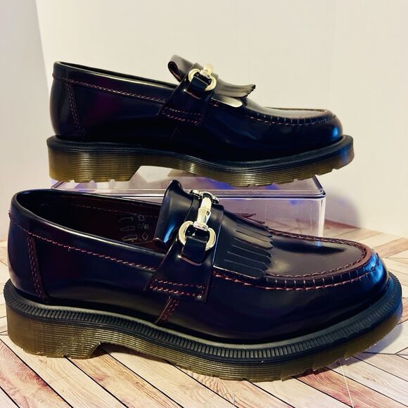 Dr. Martens Shoes - Dr Martens Adrian Snaffle Cherry Red Arcadia Leather Loafers M6 W 7 Kiltie Gold